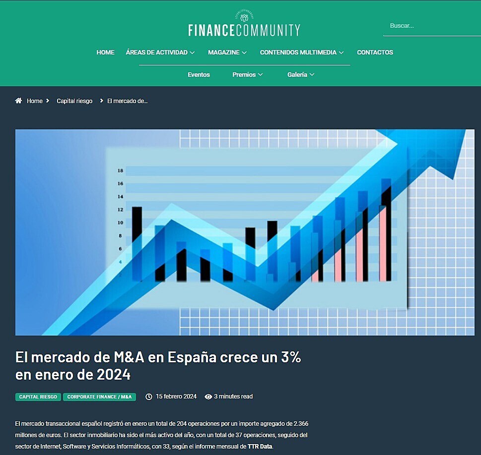 El mercado de M&A en Espaa crece un 3% en enero de 2024
